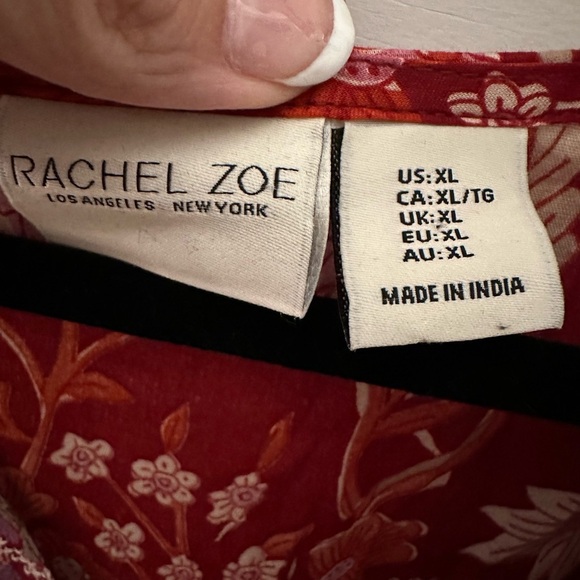 RACHEL ZOE Peasant floral loose fit V neck embroidered cottagecore blouse XL - Picture 3 of 12